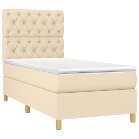  Łóżko kontynentalne z materacem, kremowe, 80x200 cm, tkanina