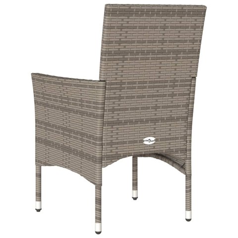  Krzesła ogrodowe z poduszkami, 2 szt., szare, rattan PE