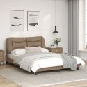  Rama łóżka z LED, kolor cappuccino, 140x190 cm, sztuczna skóra