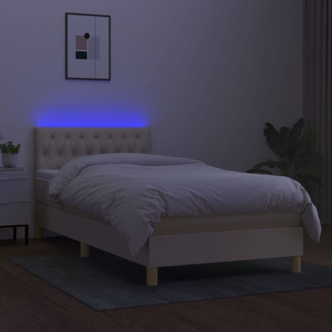  Łóżko kontynentalne z materacem, kremowe, 100x200 cm, tkanina