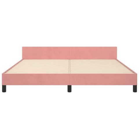  Rama łóżka z zagłówkiem, różowa, 160x200 cm, aksamitna