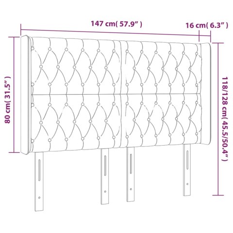  Zagłówek do łóżka z LED, jasnoszary, 147x16x118/128 cm, aksamit