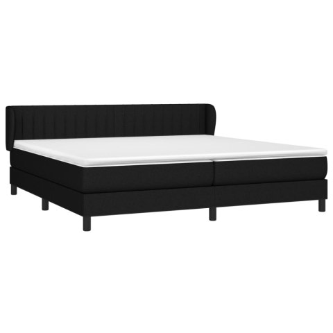  Łóżko kontynentalne z materacem, czarne, tkanina, 200x200 cm