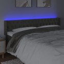  Zagłówek do łóżka z LED, ciemnoszary, 183x16x78/88 cm, aksamit