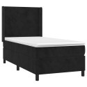  Łóżko kontynentalne z materacem i LED, czarny aksamit 80x200 cm