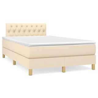  Łóżko kontynentalne z materacem, kremowe, tkanina, 120x200 cm