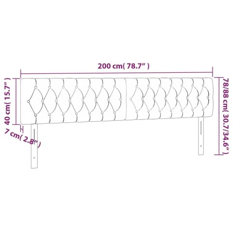  Zagłówek do łóżka z LED, ciemnoniebieski 200x7x78/88cm, aksamit