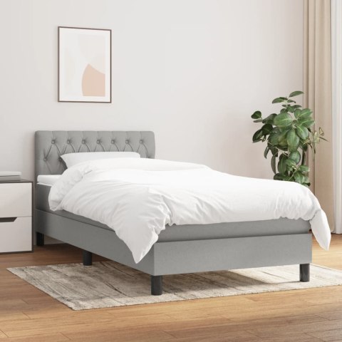  Łóżko kontynentalne z materacem, jasnoszare, tkanina, 100x200cm