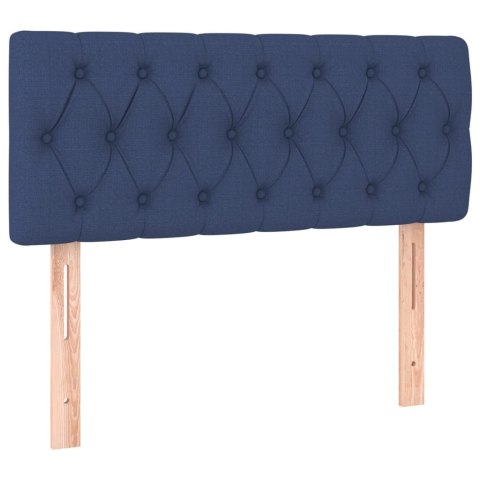  Łóżko kontynentalne z materacem, niebieskie, 90x200 cm, tkanina