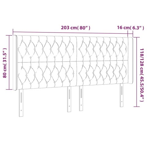  Zagłówek do łóżka z LED, niebieski, 203x16x118/128 cm, tkanina