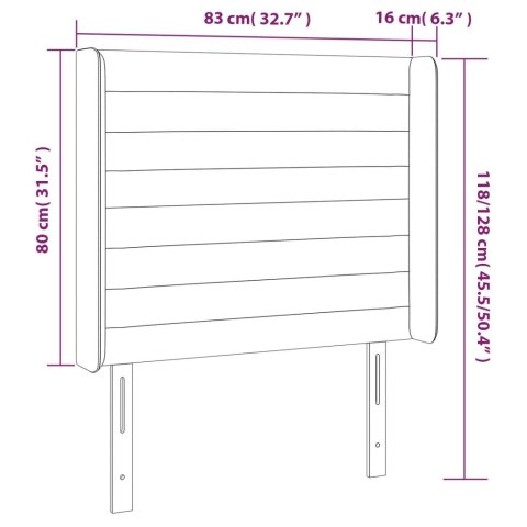  Zagłówek do łóżka z LED, kremowy, 83x16x118/128 cm, tkanina