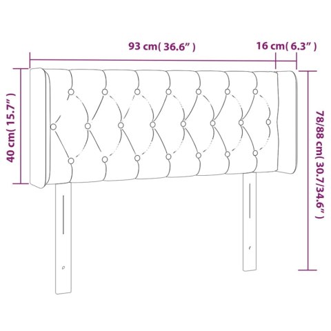  Zagłówek do łóżka z LED, taupe, 93x16x78/88 cm, tkanina