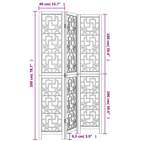  Parawan pokojowy, 3-panelowy, lite drewno paulowni