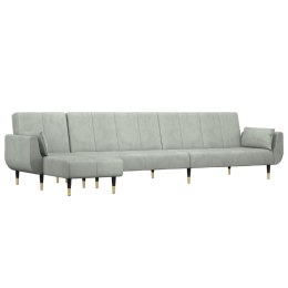  Sofa rozkładana L, jasnoszara, 275x140x70 cm, aksamit