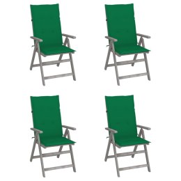  Rozkładane krzesła ogrodowe z poduszkami, 4 szt., lita akacja