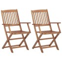  Składane krzesła ogrodowe z poduszkami, 2 szt., drewno akacjowe