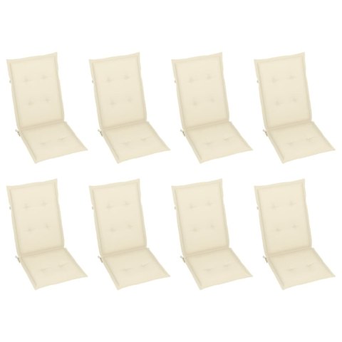  Rozkładane krzesła ogrodowe z poduszkami, 8 szt., lita akacja