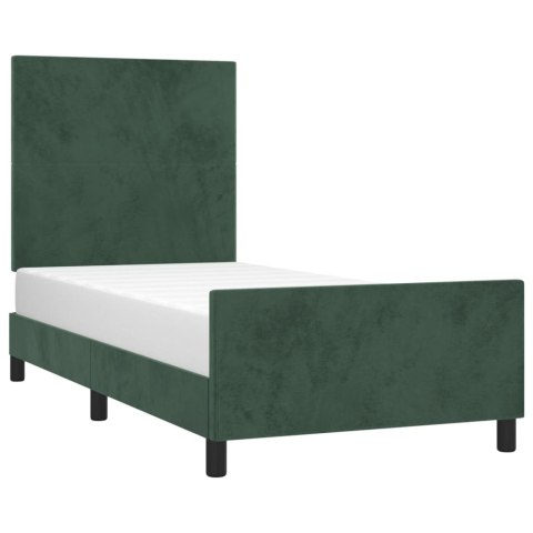  Rama łóżka z zagłówkiem, ciemnozielona, 90x190 cm, aksamitna