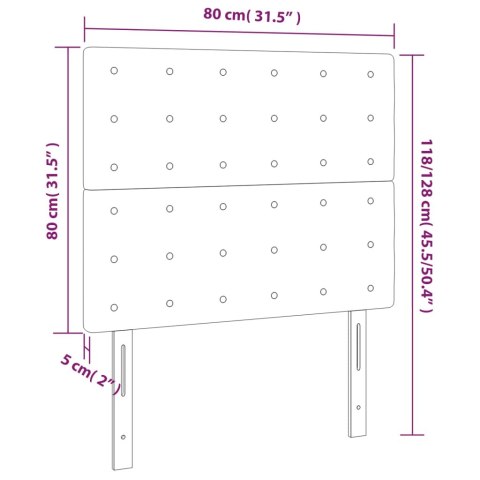  Zagłówek do łóżka z LED, czarny, 80x5x118/128 cm, aksamit