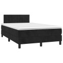  Łóżko kontynentalne z materacem i LED, czarny aksamit 120x200cm