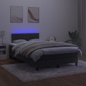  Łóżko kontynentalne z materacem i LED, czarny aksamit 120x200cm