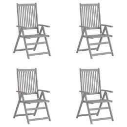  Rozkładane krzesła ogrodowe, 4 szt., szare, drewno akacjowe