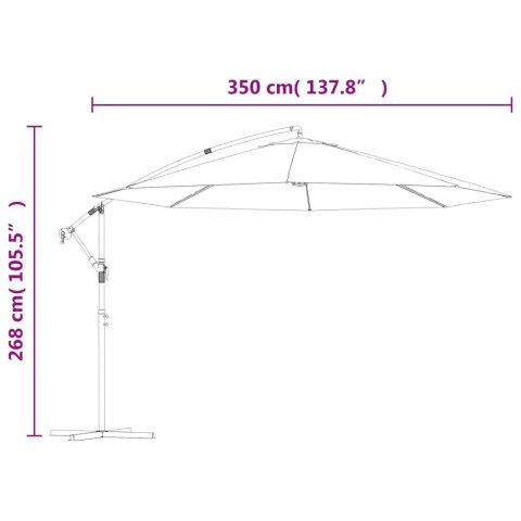  Wiszący parasol ze słupkiem aluminiowym, 350 cm, terakotowy