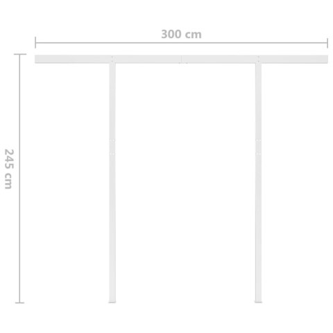  Ręcznie zwijana markiza ze słupkami, 3,5x2,5 m, kremowa