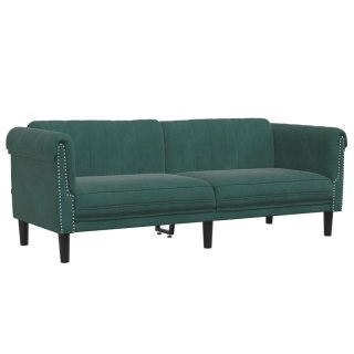  Sofa 3-osobowa, ciemnozielona, tapicerowana aksamitem