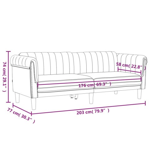  Sofa 3-osobowa, ciemnozielona, tapicerowana aksamitem