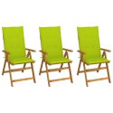  Składane krzesła ogrodowe z poduszkami, 3 szt., drewno akacjowe