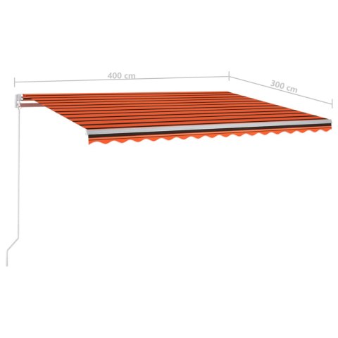  Automatycznie zwijana markiza ze słupkami 4x3 m, pomarańcz-brąz