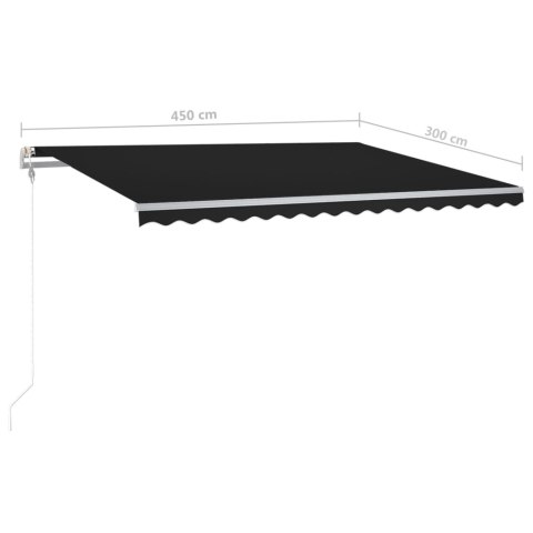  Ręcznie zwijana markiza ze słupkami, 4,5x3 m, antracytowa