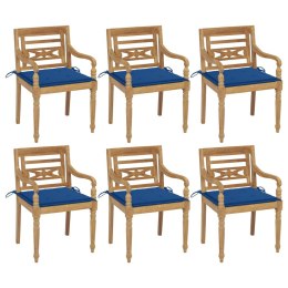  Krzesła Batavia z poduszkami, 6 szt., lite drewno tekowe