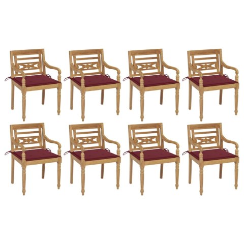  Krzesła Batavia z poduszkami, 8 szt., lite drewno tekowe