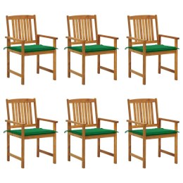  Krzesła ogrodowe z poduszkami, 6 szt., lite drewno akacjowe