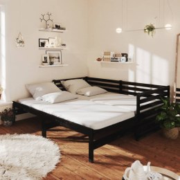 Łóżko wysuwane, 2 x (90x200) cm, czarne, lite drewno sosnowe