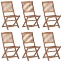  Składane krzesła ogrodowe 6 szt., z poduszkami, drewno akacjowe