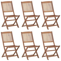  Składane krzesła ogrodowe 6 szt., z poduszkami, drewno akacjowe