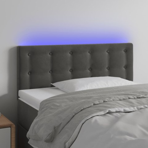  Zagłówek do łóżka z LED, ciemnoszary, 90x5x78/88 cm, aksamit