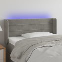  Zagłówek do łóżka z LED, jasnoszary, 103x16x78/88 cm, aksamit