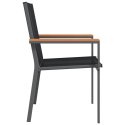  Krzesła ogrodowe, 4 szt, czarne, 55x61,5x90cm, textilene i stal