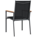  Krzesła ogrodowe, 4 szt, czarne, 55x61,5x90cm, textilene i stal
