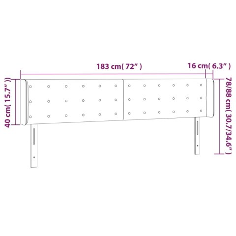  Zagłówek do łóżka z LED, jasnoszary, 183x16x78/88 cm, tkanina