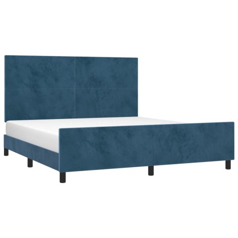  Rama łóżka z zagłówkiem, ciemnoniebieska, 180x200 cm, aksamitna