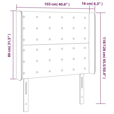  Zagłówek do łóżka z LED ciemnobrązowy 103x16x118/128 cm tkanina