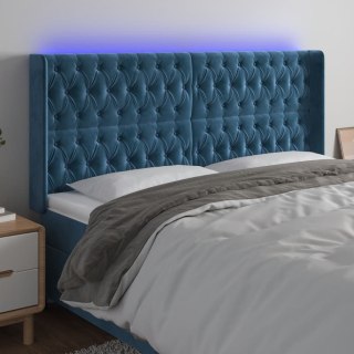  Zagłówek do łóżka z LED ciemnoniebieski, 203x16x118/128 cm