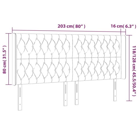  Zagłówek do łóżka z LED ciemnoniebieski, 203x16x118/128 cm