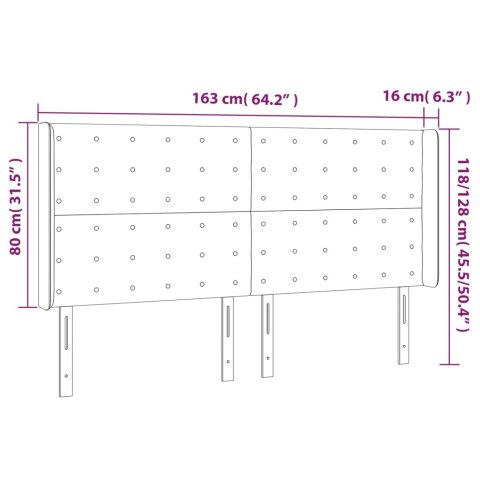  Zagłówek do łóżka z LED, ciemnoszary, 163x16x118/128cm, tkanina