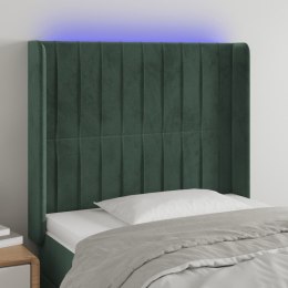 Zagłówek do łóżka z LED, ciemnozielony 103x16x118/128cm aksamit